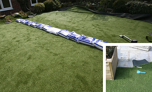 glue grass sheet edges trim excess